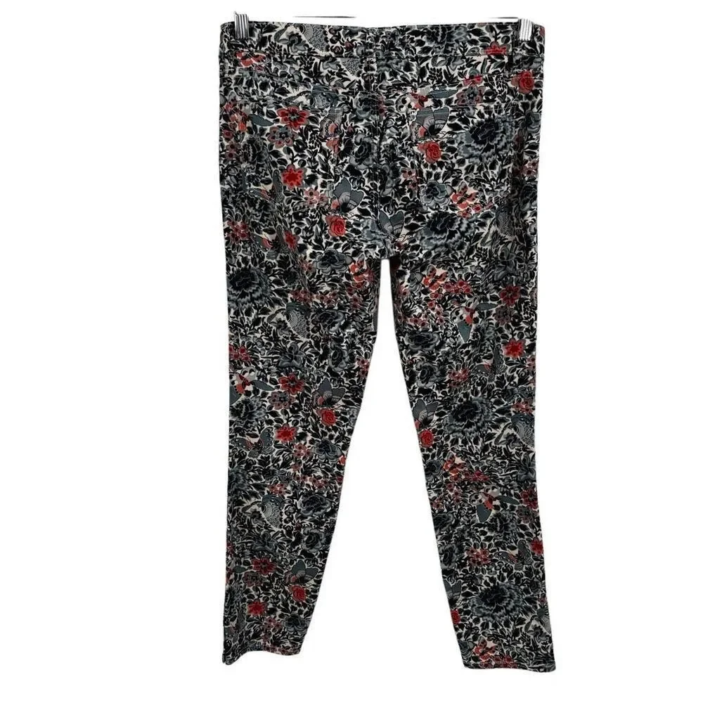 Tory Burch Emmy Ankle Floral Butterfly Print Jeans Blue/Black/Pink Size‎ 29